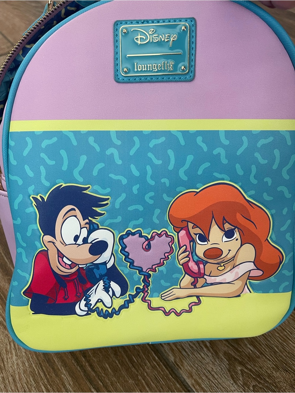 Loungefly Goofy Movie Pink & Teal Phone-Heart Backpack